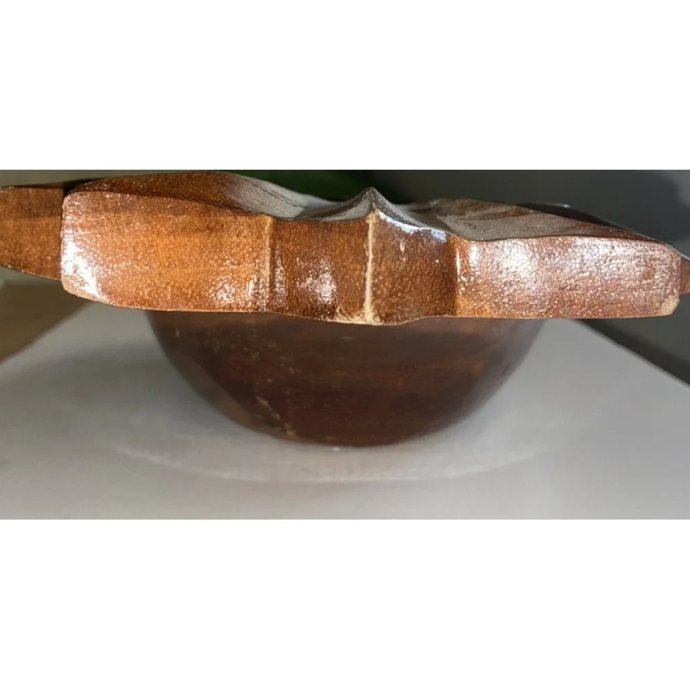Pineapple Bowl‎ Monkey Pod Wood Carved Tray Dish Hawaii Vintage